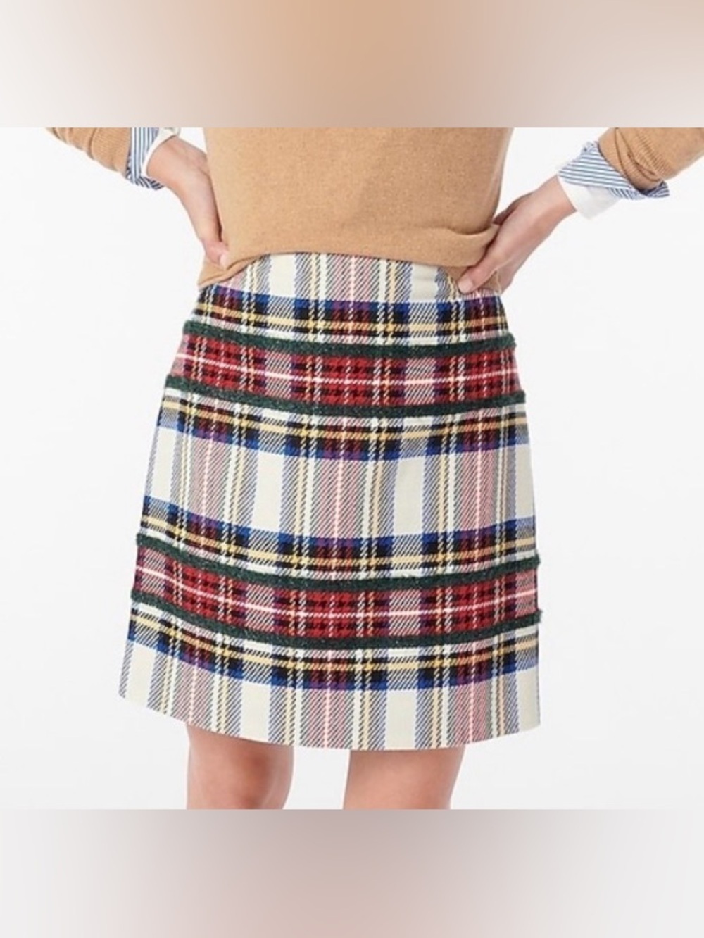 NWT J.Crew Lurex Snowy Stewart Tartan Mini Skirt size 6 holiday